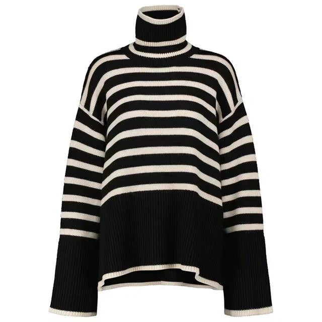 Wanda - Trendy Rollkragenpullover mit Streifen