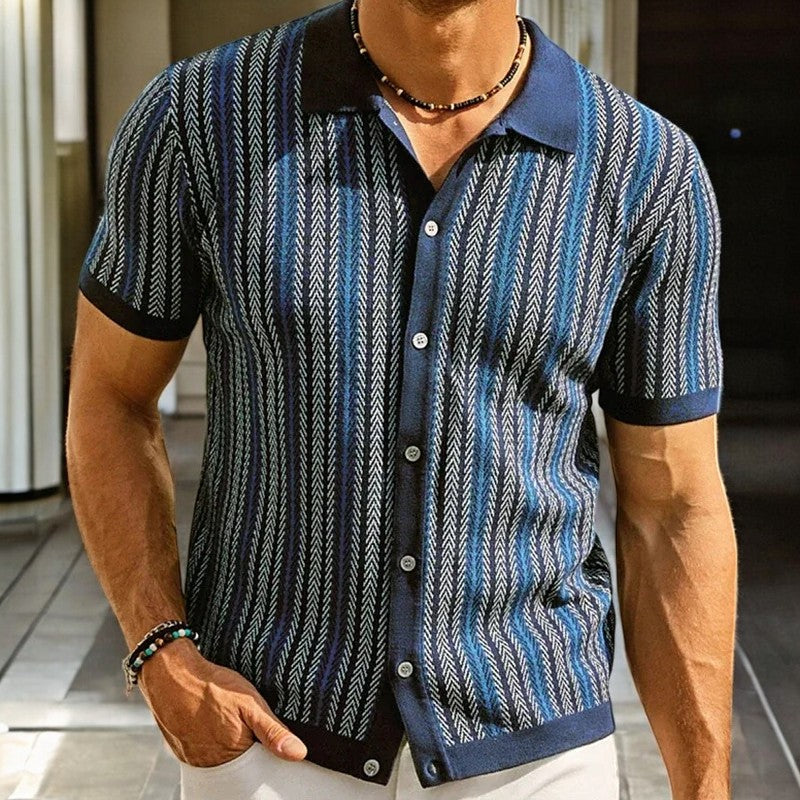 Herren Umweltfreundliches Button-Down-Hemd mit Fischgrätmuster