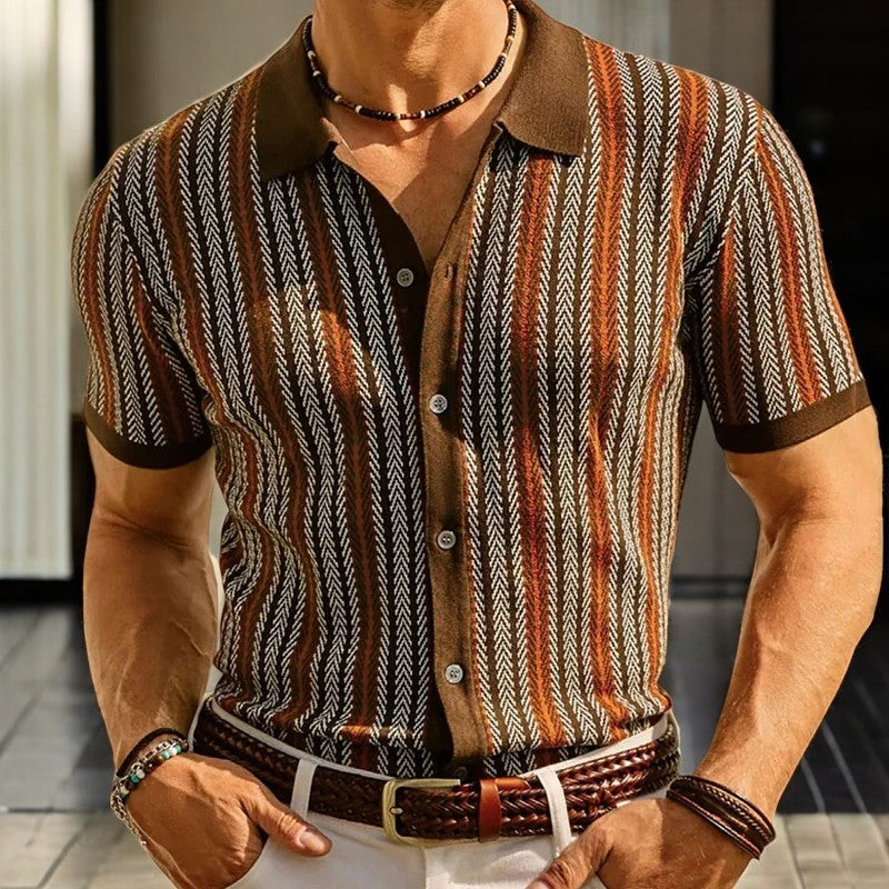 Herren Umweltfreundliches Button-Down-Hemd mit Fischgrätmuster