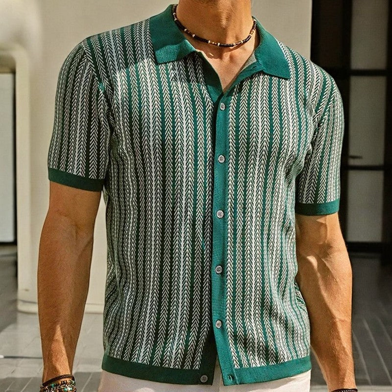 Herren Umweltfreundliches Button-Down-Hemd mit Fischgrätmuster