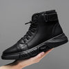 NoirStrider™ |  Schwarze Warme Lederstiefel