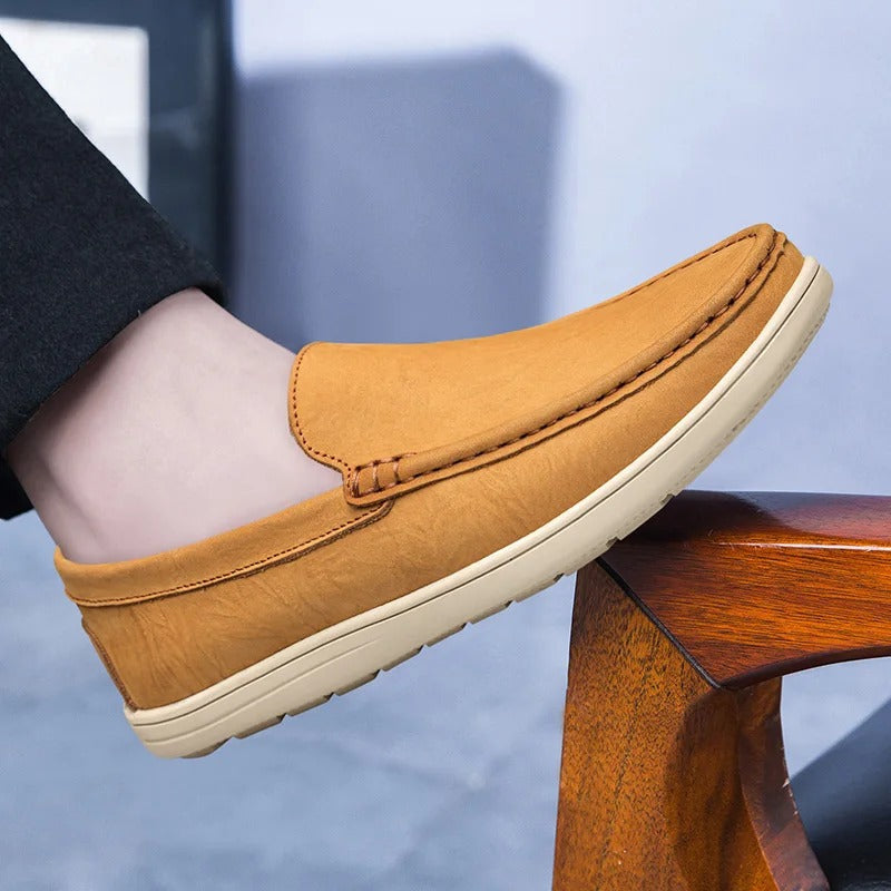 Herren-Slip-On-Loafer aus Leder mit gepolsterter Innensohle