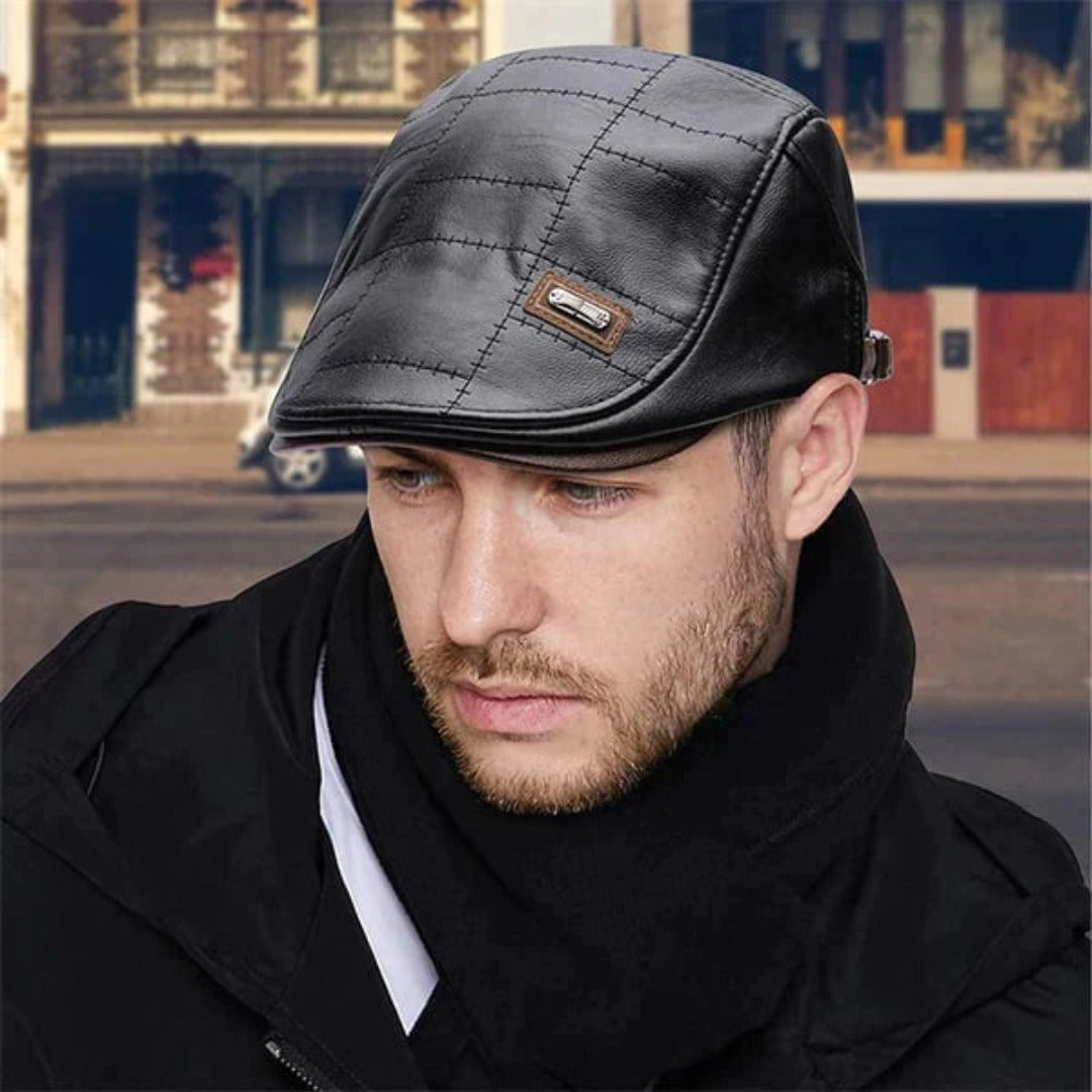 Bryan™ Herren Retro Leder Baskenmütze
