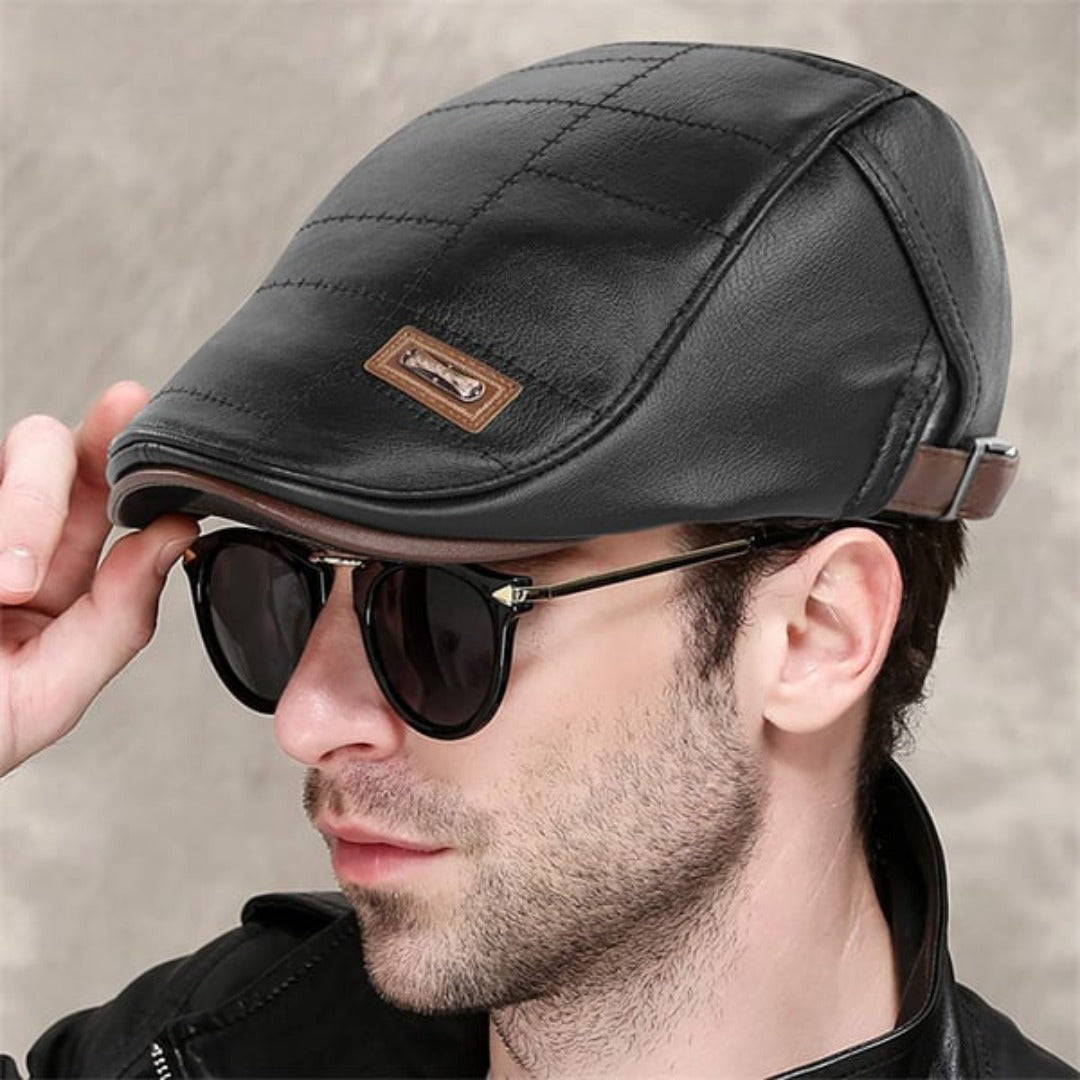 Bryan™ Herren Retro Leder Baskenmütze