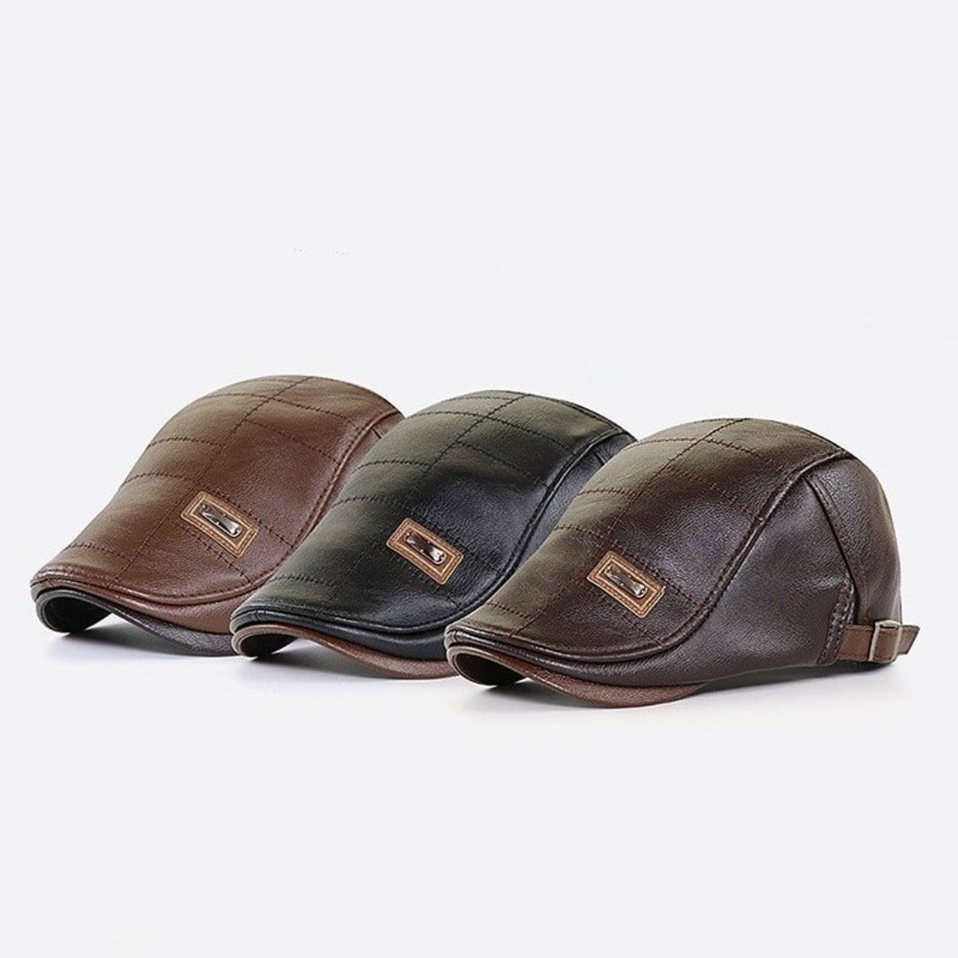 Bryan™ Herren Retro Leder Baskenmütze