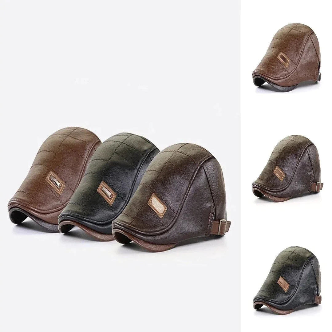 Bryan™ Herren Retro Leder Baskenmütze