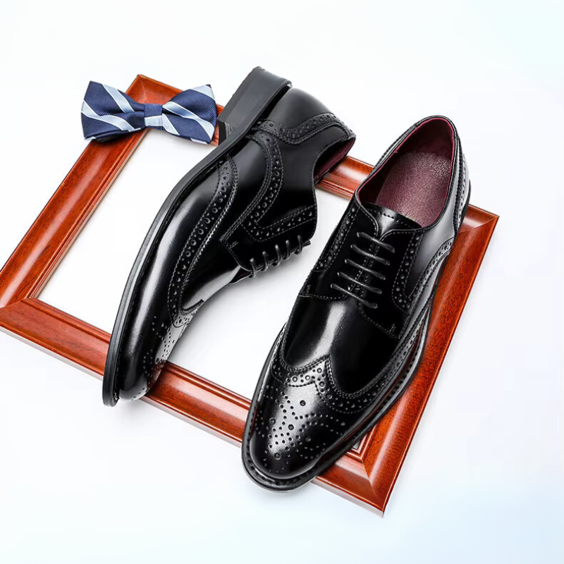Herren-Leder-Brogue-Anzugschuhe mit gepolsterter Innensohle