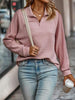 Yvonne  - Schicker gerippter Pullover mit halbem Reißverschluss