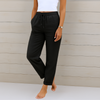 Damen-Leinen-Stretchhose mit Kordelzug und Seitentaschen