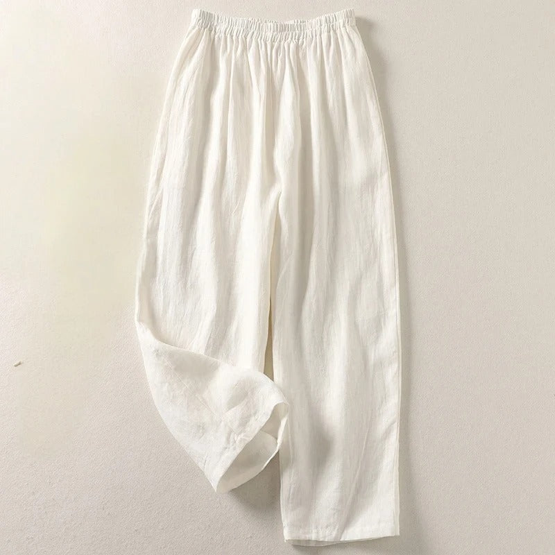 Sommerhose für Damen aus Leinen mit elastischem Bund