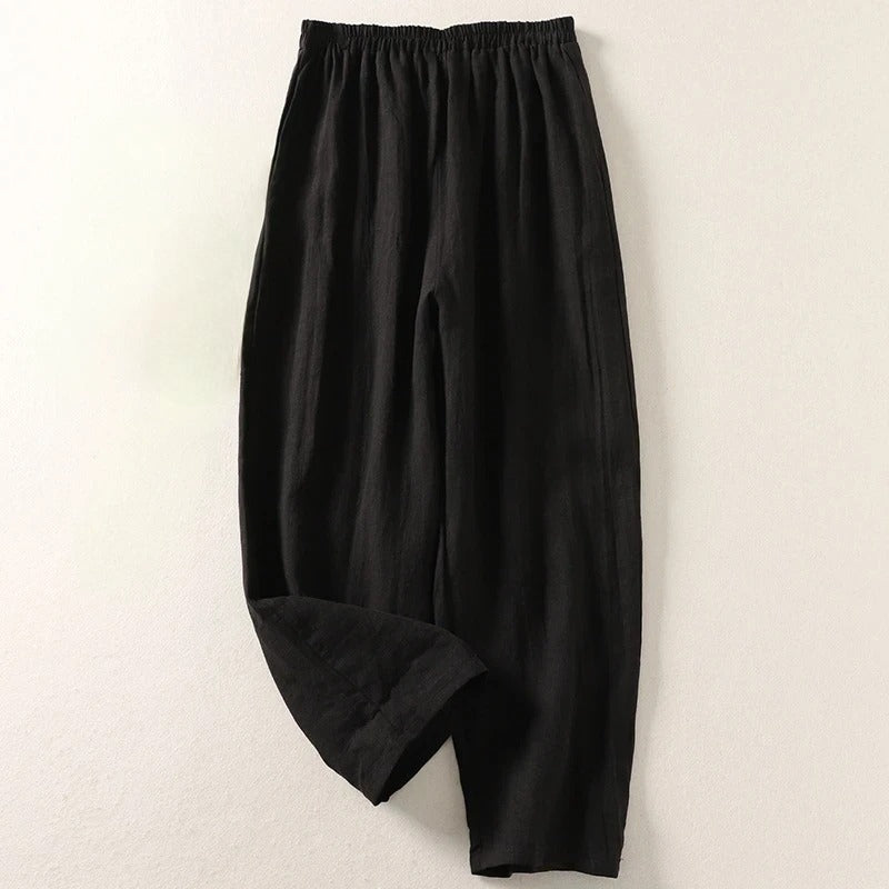 Sommerhose für Damen aus Leinen mit elastischem Bund