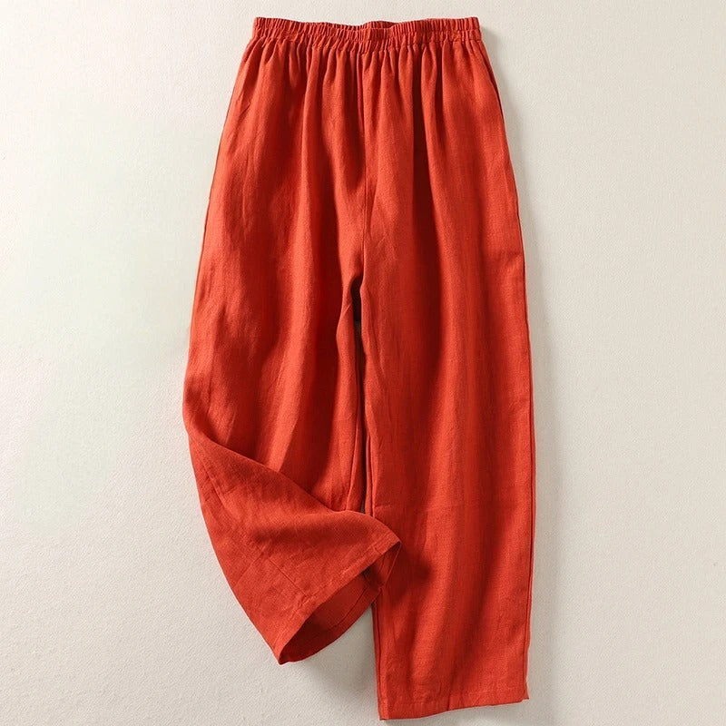 Sommerhose für Damen aus Leinen mit elastischem Bund