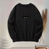 Pearl - Bequemes damen sweatshirt mit schwarzem katzenprint