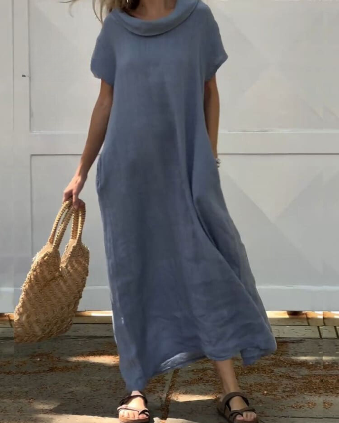 Ines - Leinenkleid Mit Elegantem Kragen
