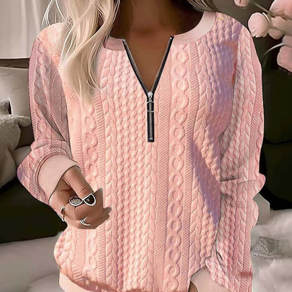 Hallie - Lässiger strickpullover mit halbem reißverschluss