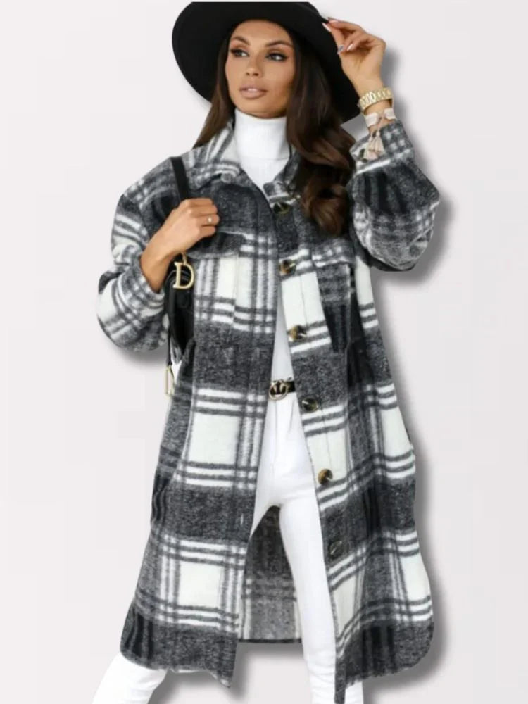 Aria - lange karierte Jacke