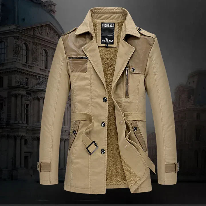 Atlas - Langer trenchcoat mit taillengürtel für herren