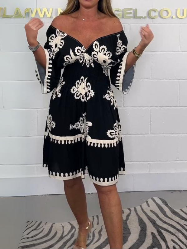 Anita - Gedrucktes Kleid mit V-Ausschnitt