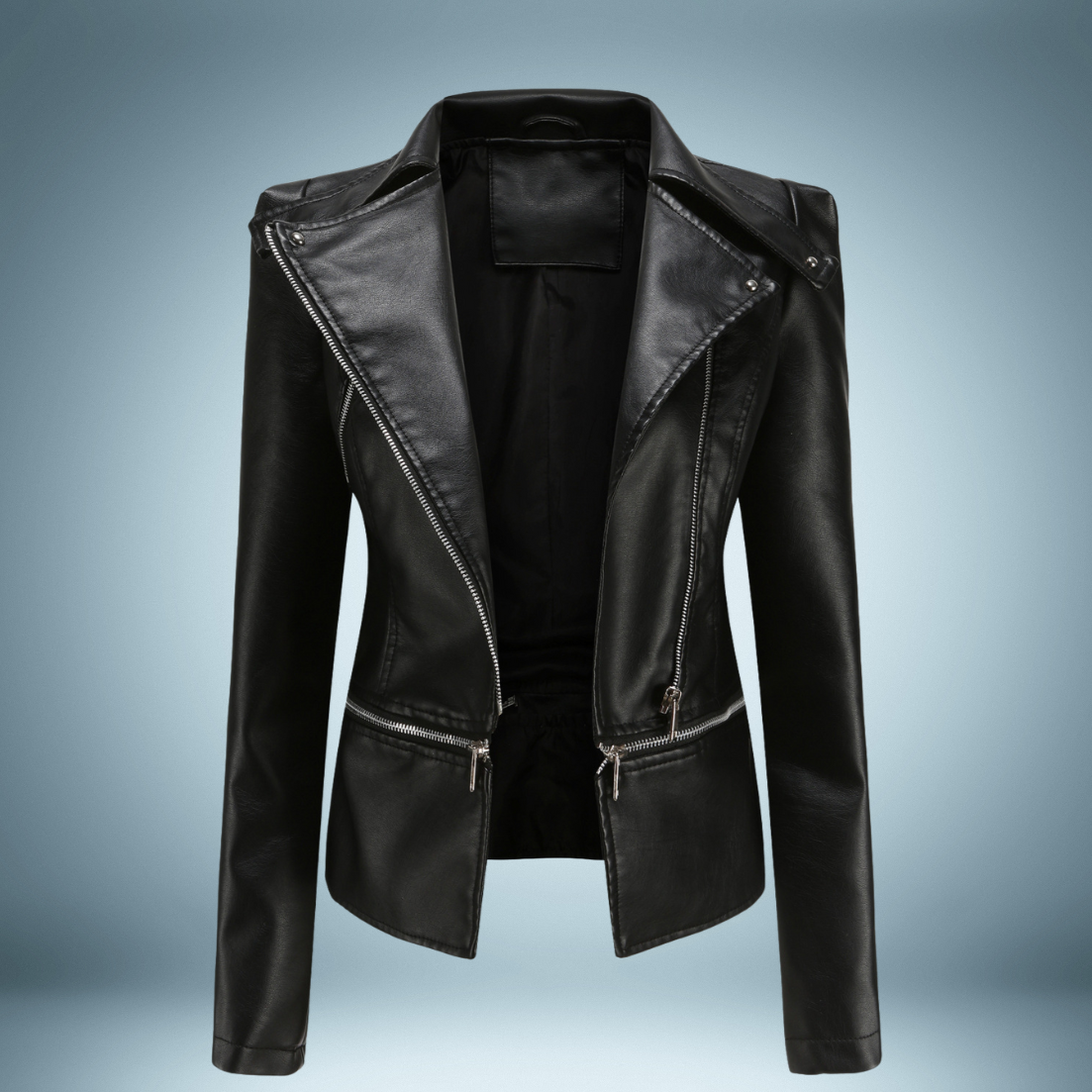 Lottie - Lederjacke mit offenem kragen