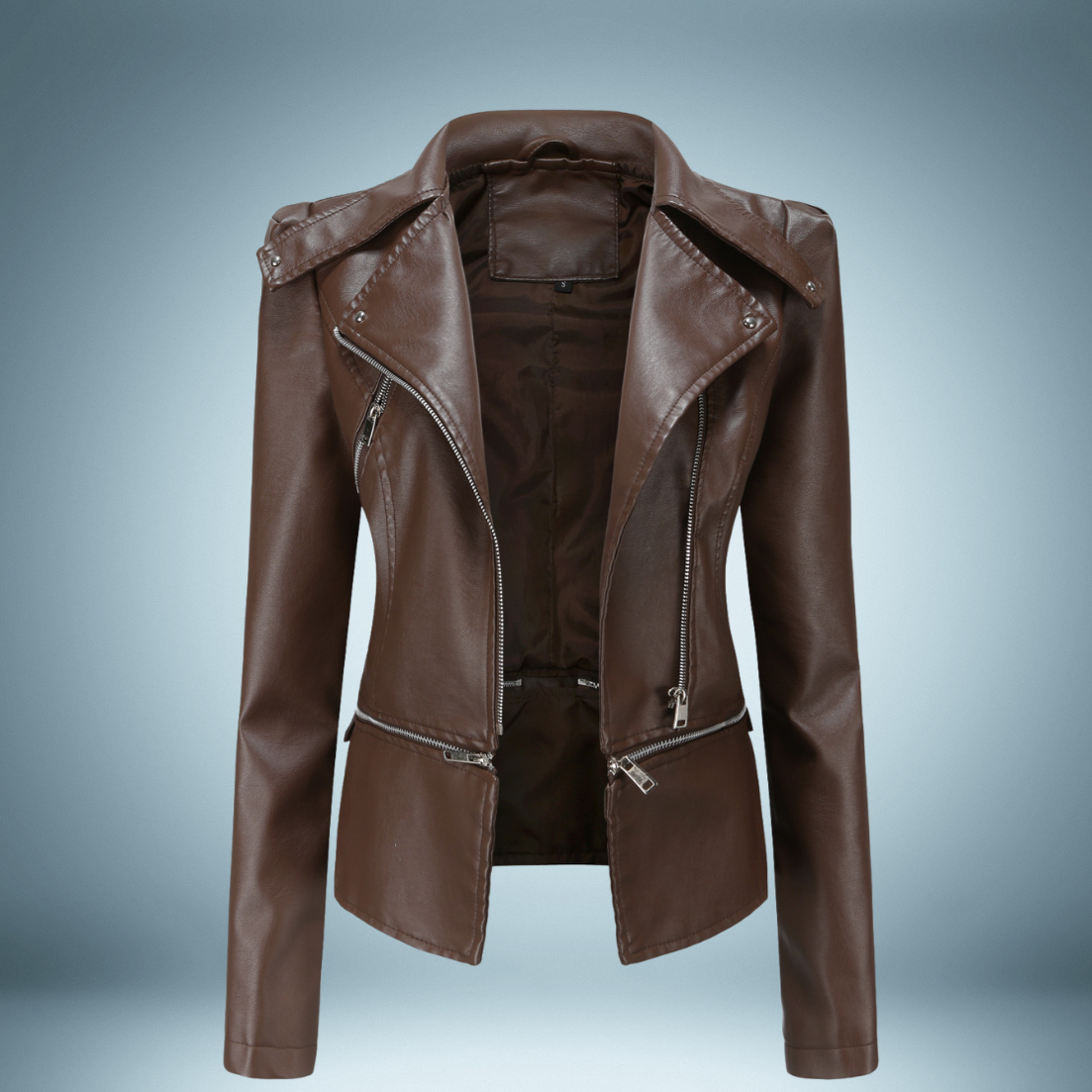 Lottie - Lederjacke mit offenem kragen