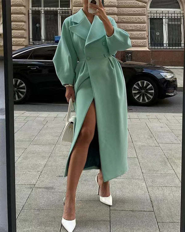Bianca - Vintage Mantel mit laternenärmeln und revers