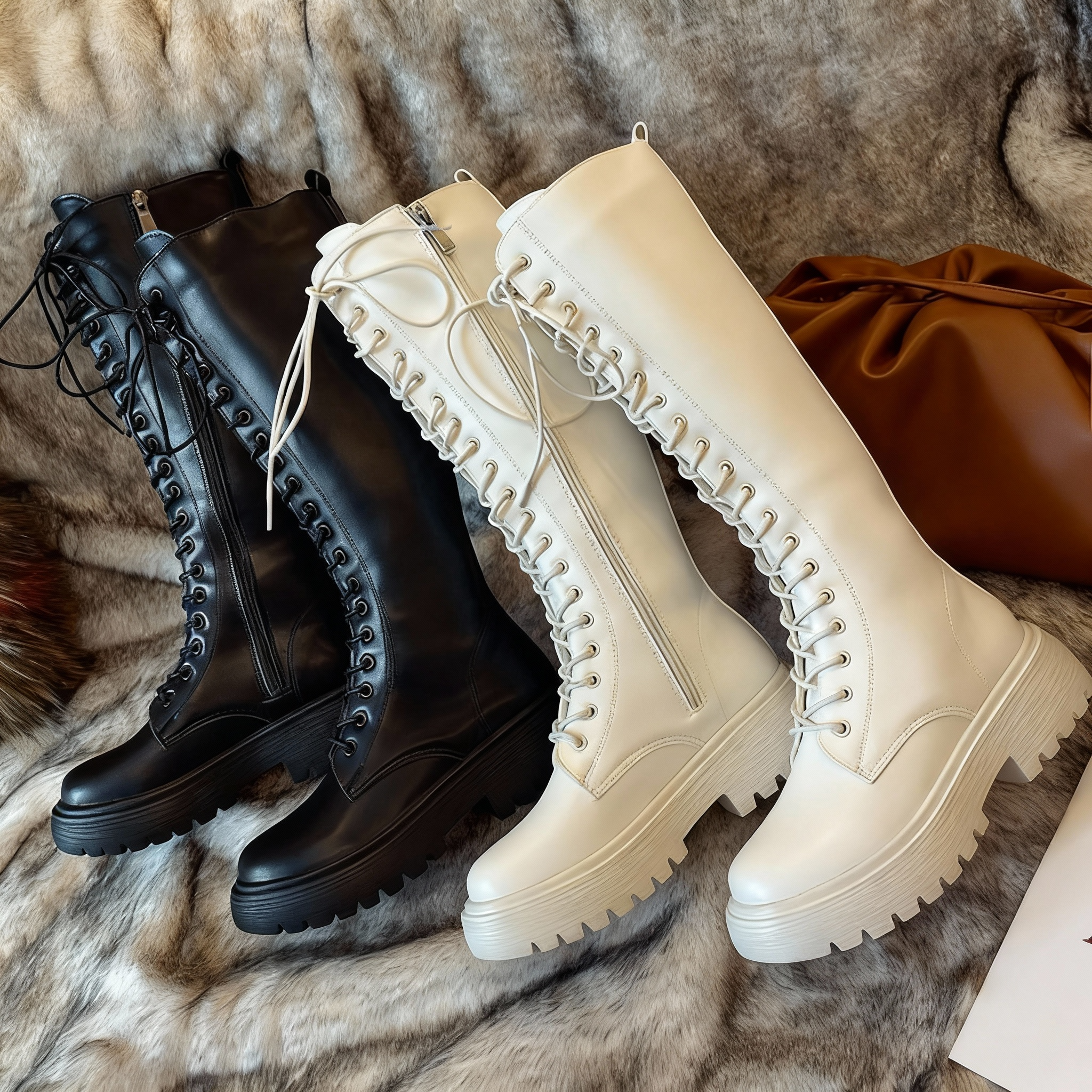 Damen Schnürstiefel Kniehoch – Chunky Plateau & Bequeme Laufsohle