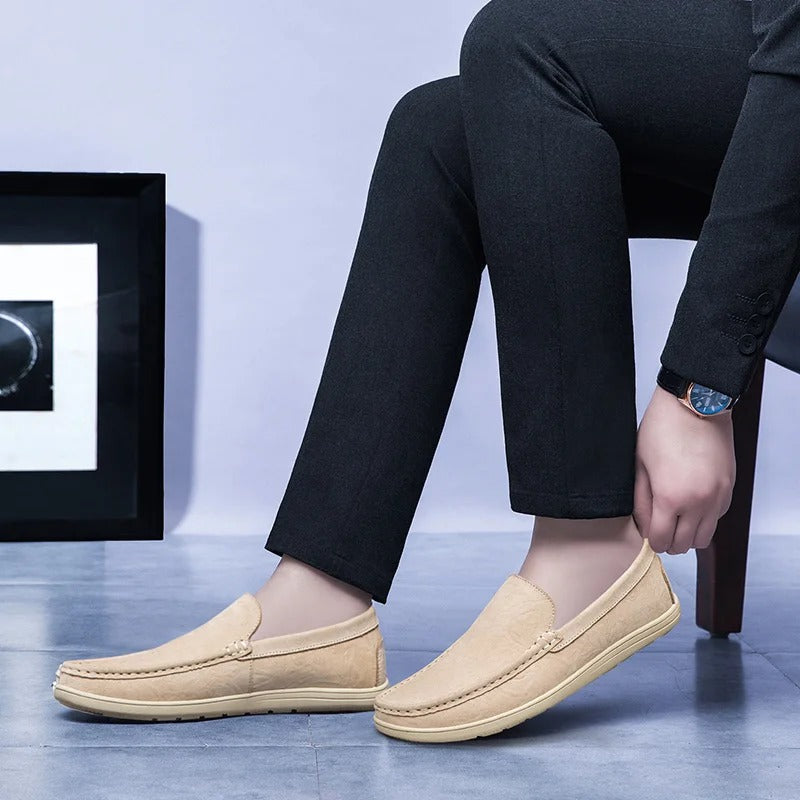 Herren-Slip-On-Loafer aus Leder mit gepolsterter Innensohle