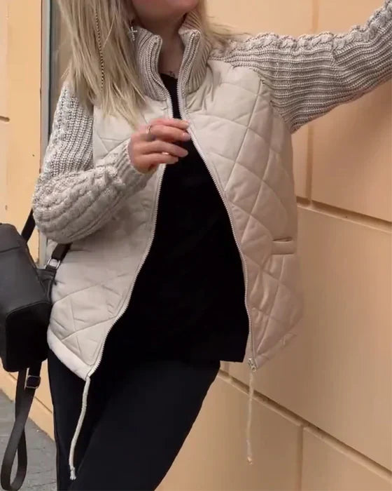 Noelle - Einfarbiger Jacke mit reißverschluss und hohem kragen