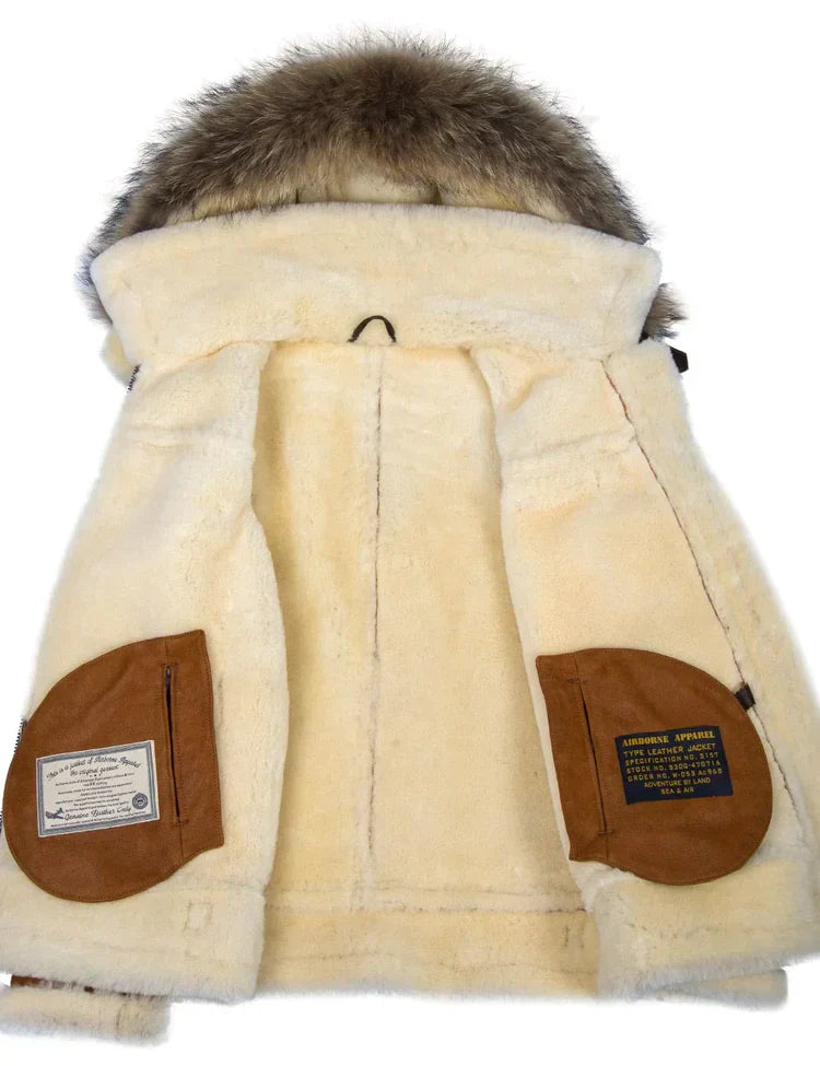 Nathaniel - sheepskin jacket with fur hood
