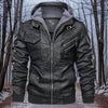 Louis - Hochwertige warme lederjacke mit kapuze