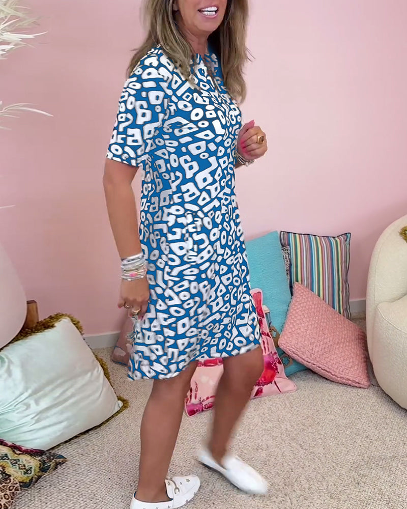 Mathilde - Bedrucktes Kleid mit V-Ausschnitt und Taschen