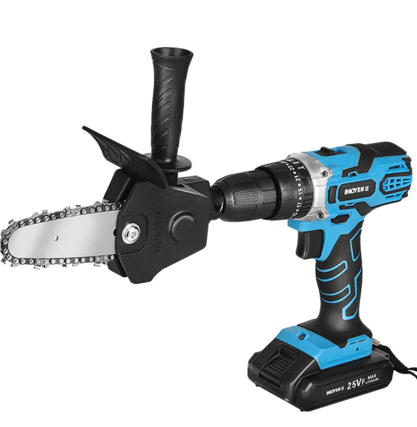 DrillConvert | Mini-Kettensägenaufsatz Geeignet für jede Bohrmaschine