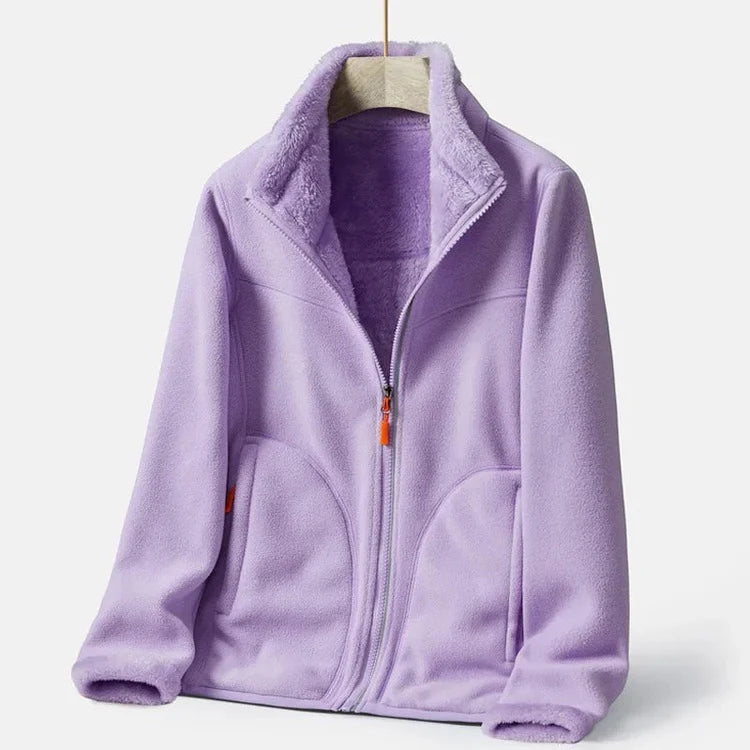 Carla  - zweireihige warme fleecejacke für frauen