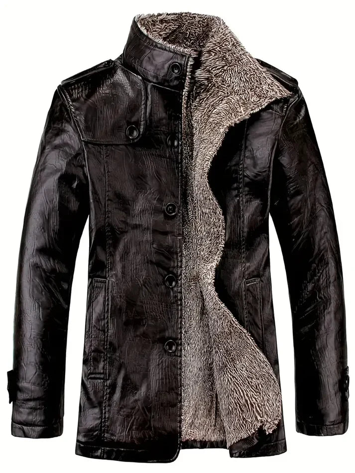 Caleb - Herren lederjacke mit fleecefutter