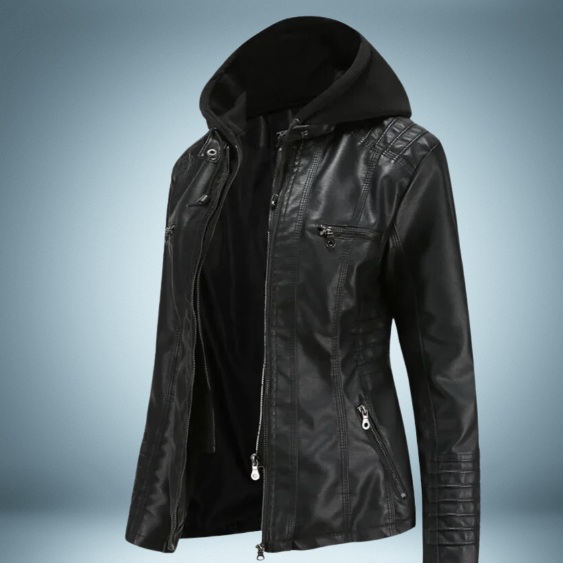 Annalise - Lederjacke mit kapuze