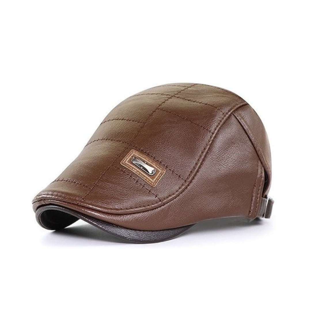 Bryan™ Herren Retro Leder Baskenmütze