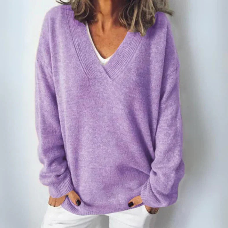Malaya - Stylischer bequemer pullover mit streifen
