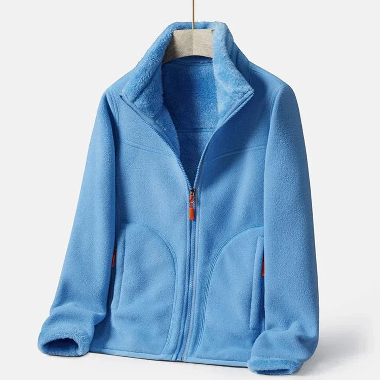 Carla  - zweireihige warme fleecejacke für frauen