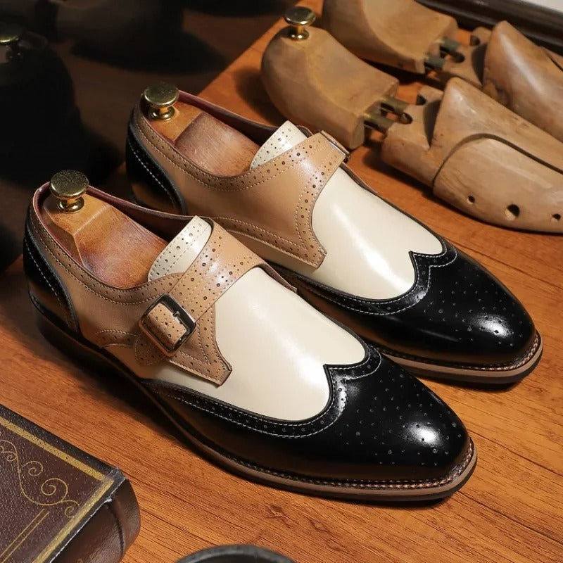 Herren Brogue - Monkstrap-Schuhe aus Leder  Elegantes Schuhwerk
