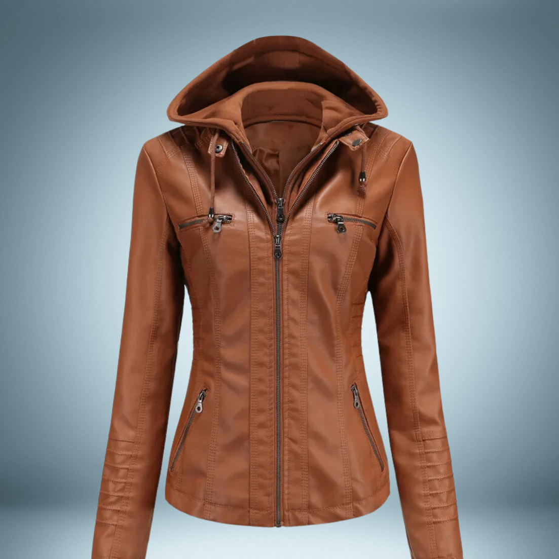 Annalise - Lederjacke mit kapuze
