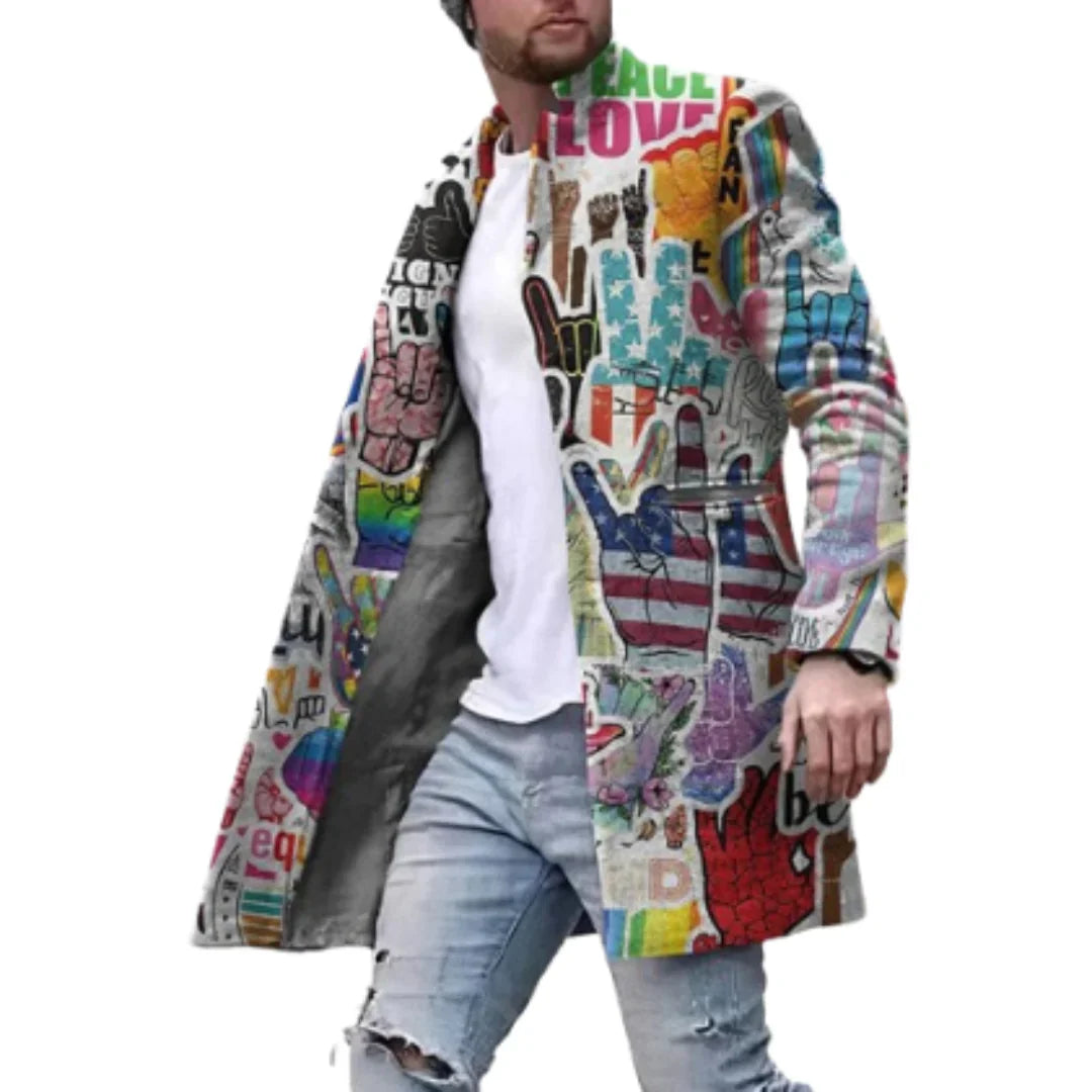 Kyree - Langer mantel für herren mit grafik