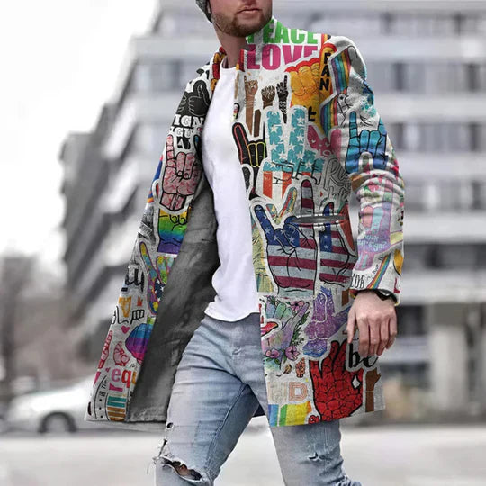 Kyree - Langer mantel für herren mit grafik