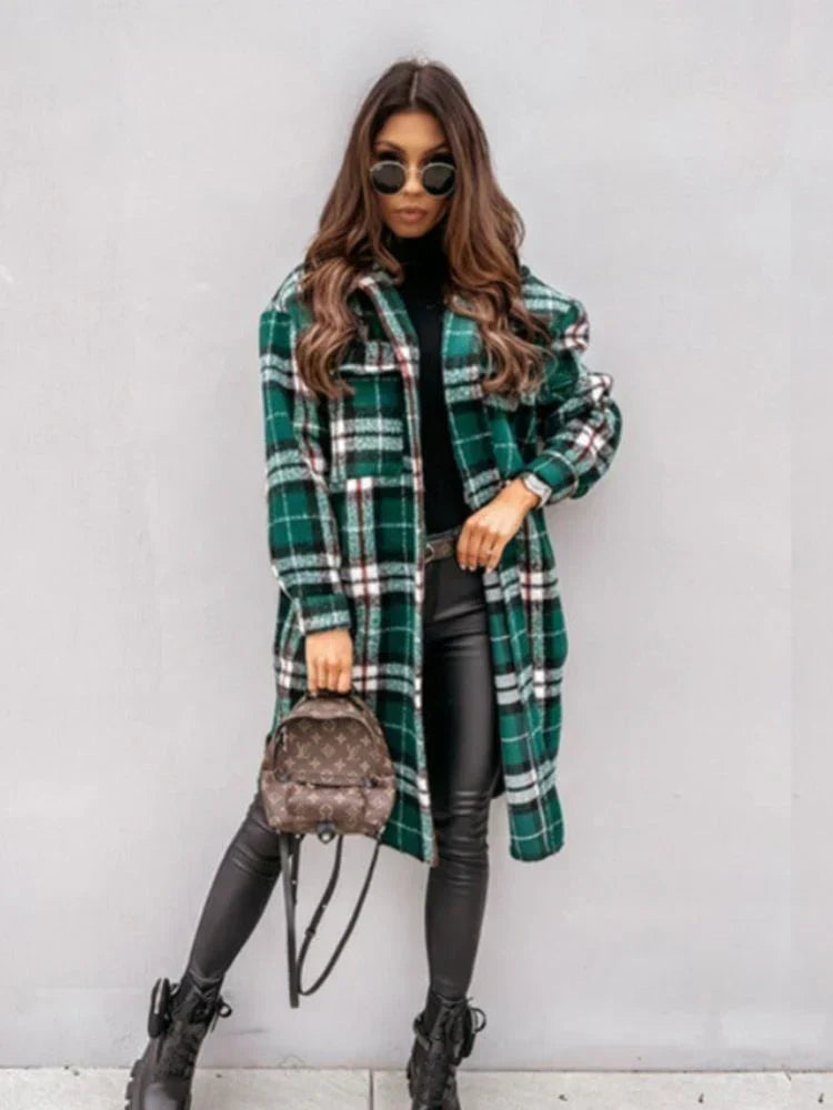 Aria - lange karierte Jacke