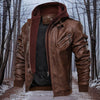 Louis - Hochwertige warme lederjacke mit kapuze