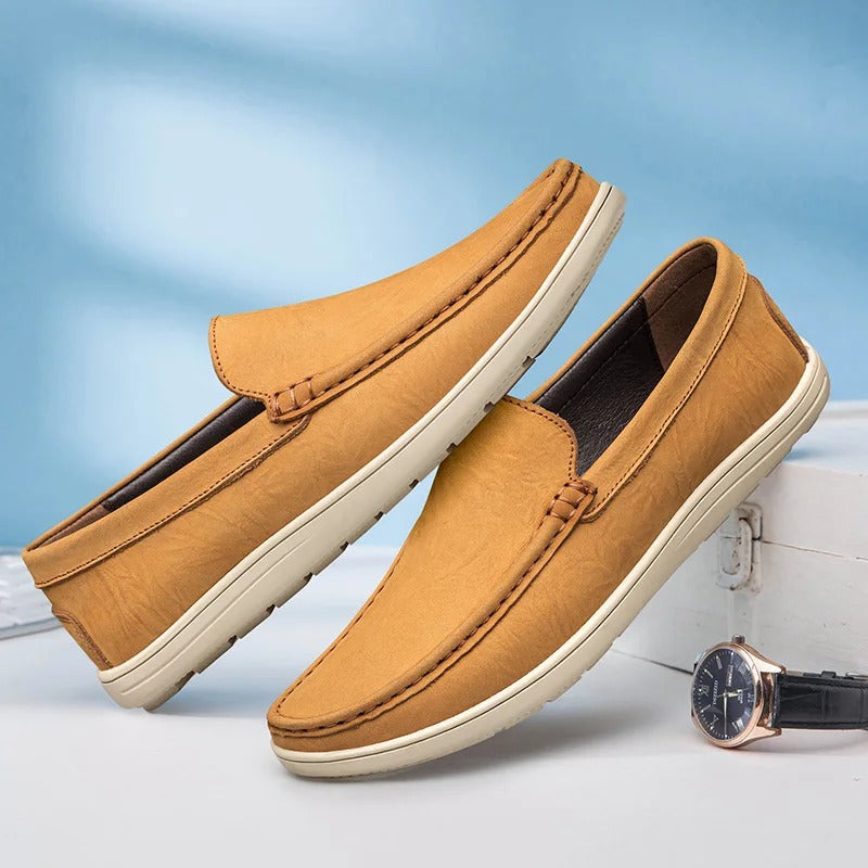 Herren-Slip-On-Loafer aus Leder mit gepolsterter Innensohle