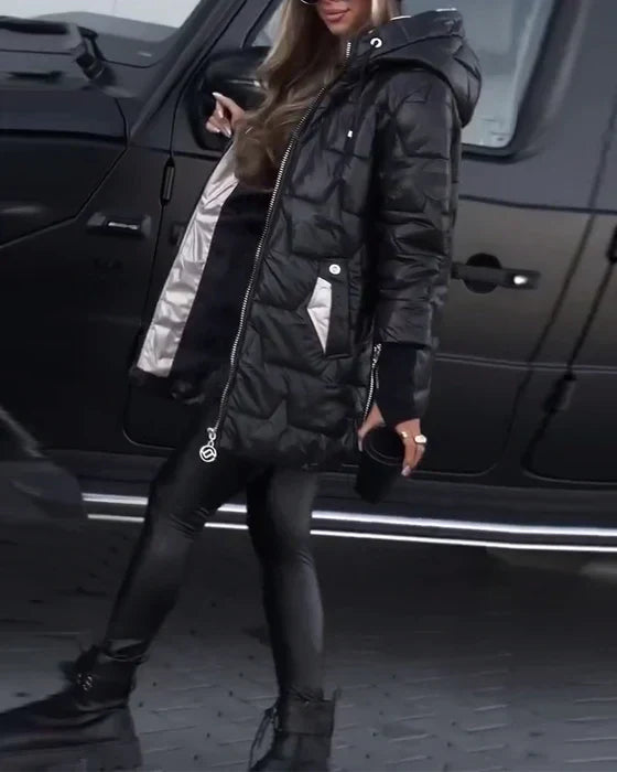 Reese - wattierte jacke mit farbblockierung kordelzug und reißverschluss