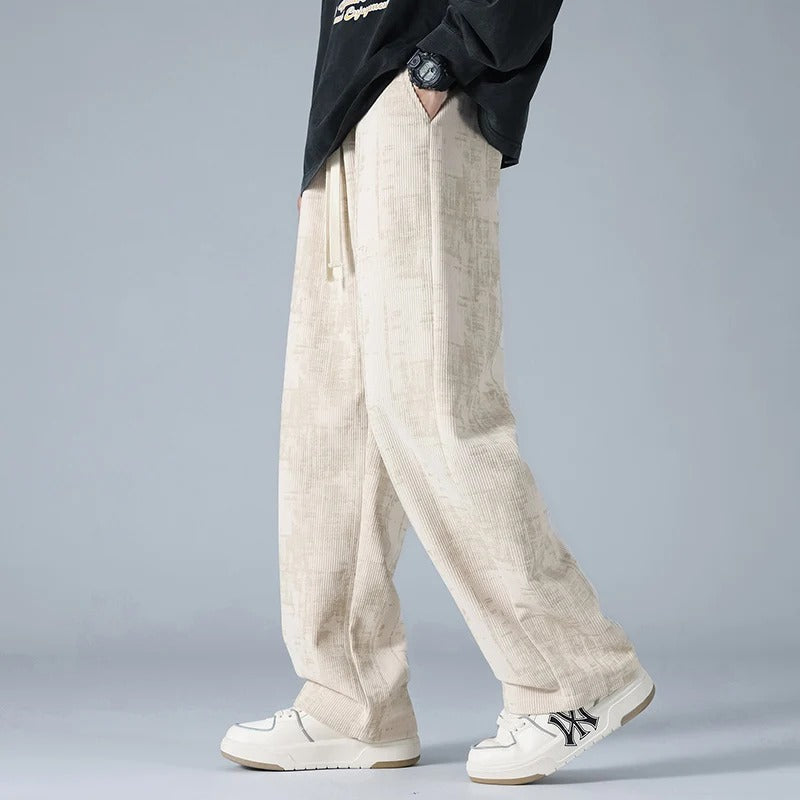 Herren-Cordhose mit weitem Bein und Kordelzug in der Taille