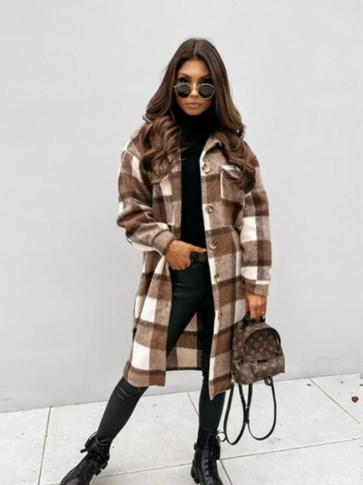 Aria - lange karierte Jacke