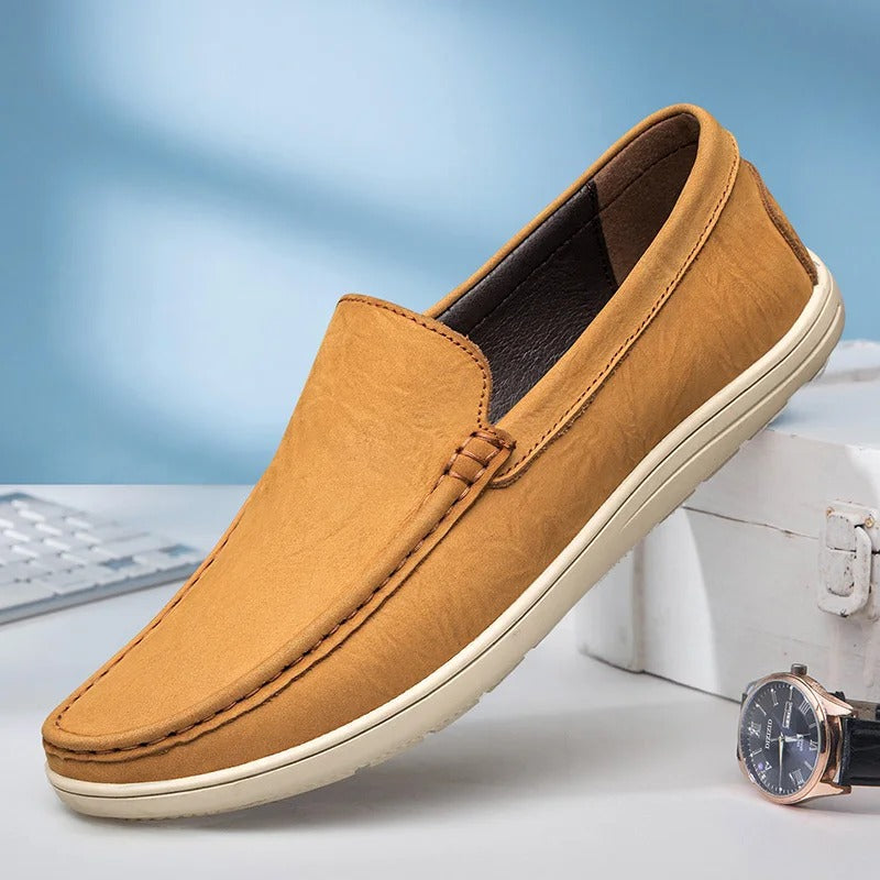 Herren-Slip-On-Loafer aus Leder mit gepolsterter Innensohle