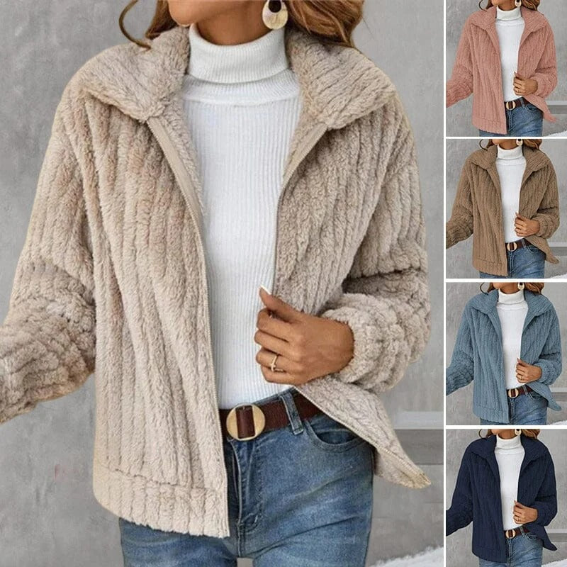 PlushLux™ - Gekürzte Plüsch-Strickjacke mit Aufschlägen